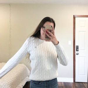 Polo Ralph Lauren White Cable Knit Sweater